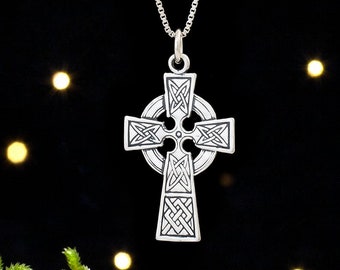 Sterling Silver Gaelic Celtic Cross - (Pendant Only or Necklace)