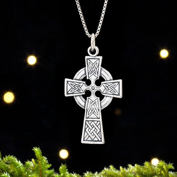 Sterling Silver Gaelic Celtic Cross - (Pendant Only or Necklace)