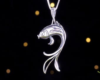 Sterling Silver Butterfly Koi Fish - (Pendant Only or Necklace)