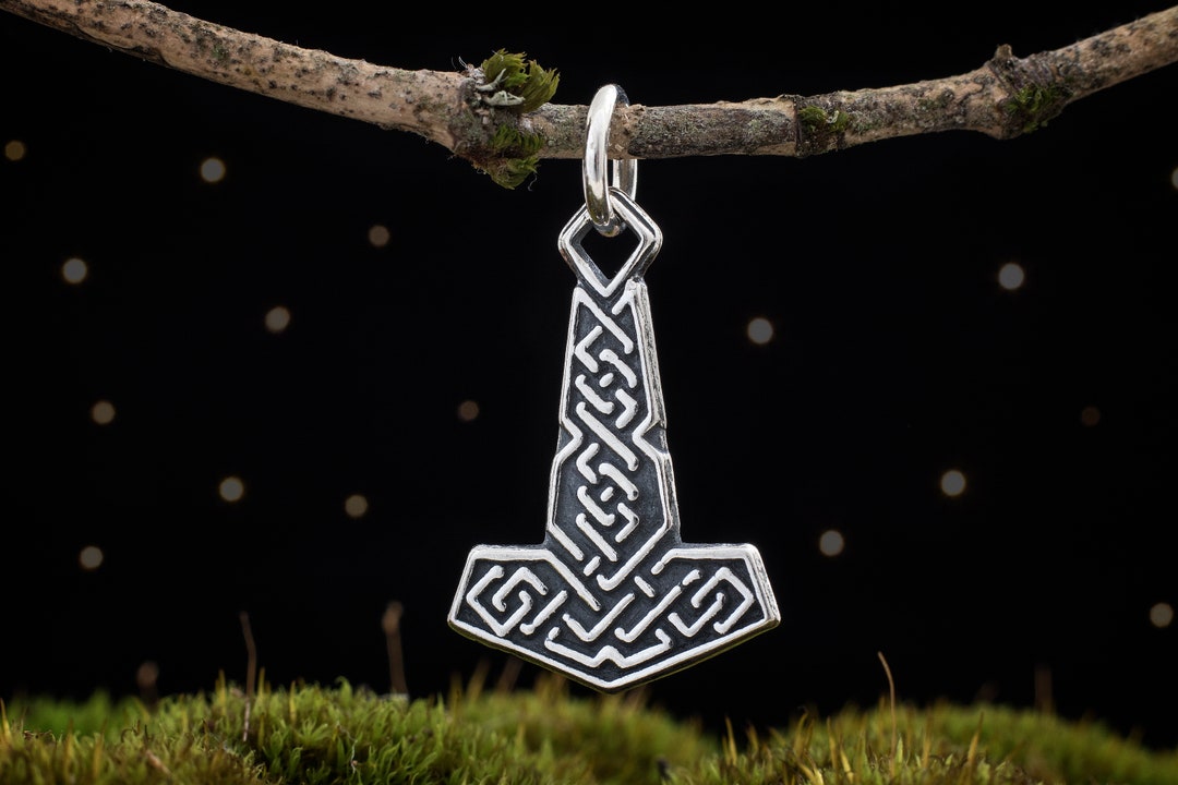 Sterling Silver Celtic Thor's Hammer, Dwarven Style Mjölnir - VERY ...