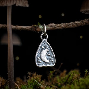 Sterling Silver Little Sun and Moon Planchette VERY SMALL, Double-Sided Charm Only or Necklace image 2