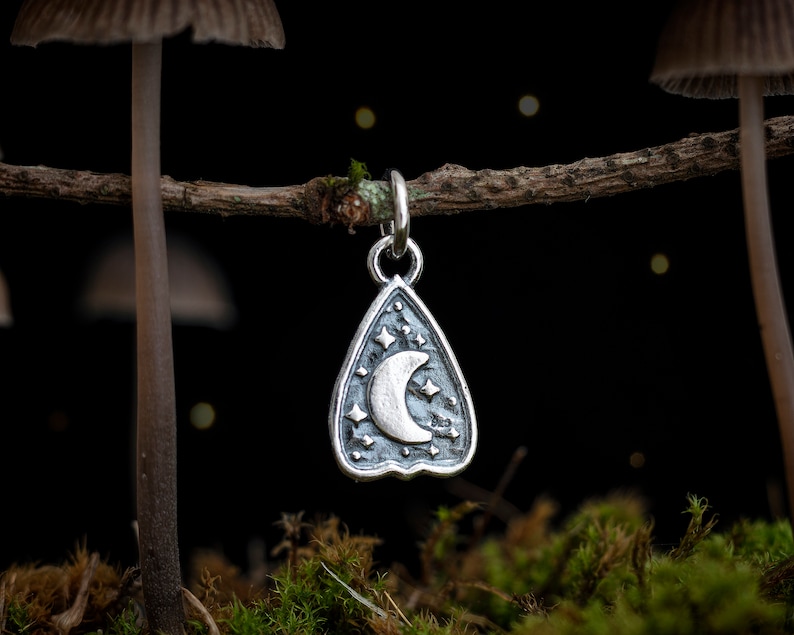 Sterling Silver Little Sun and Moon Planchette VERY SMALL, Double-Sided Charm Only or Necklace image 2