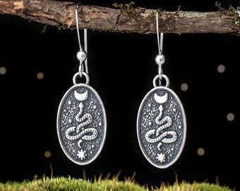 Sterling Silver Cosmic Serpent Earrings - SMALL