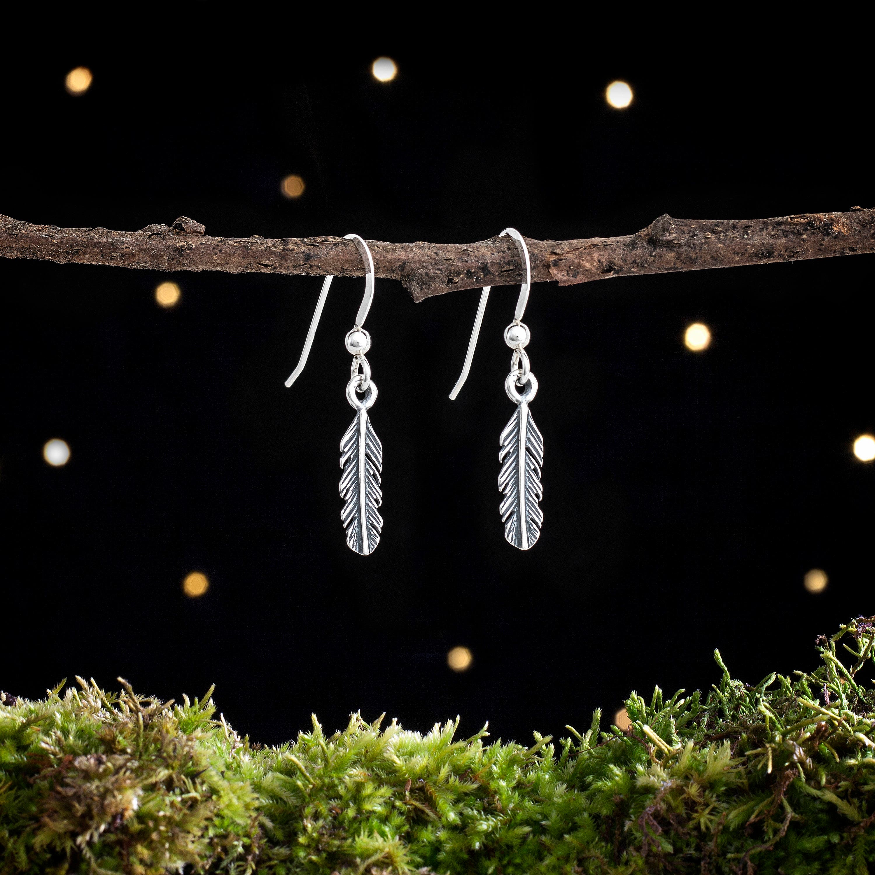 Sterling Silver Teeny TINY Feather Earrings - VERY SMALL