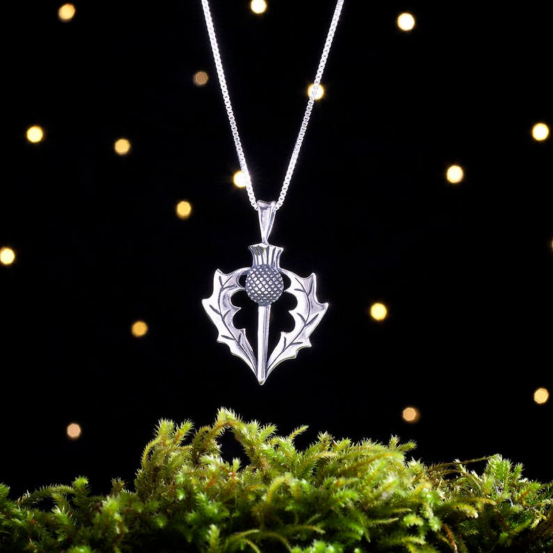 Sterling Silver Scottish Thistle Pendant Only or Necklace image 1
