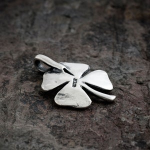 Sterling Silver Little Four Leaf Clover VERY SMALL Lucky Charm Pendant Only or Necklace image 3