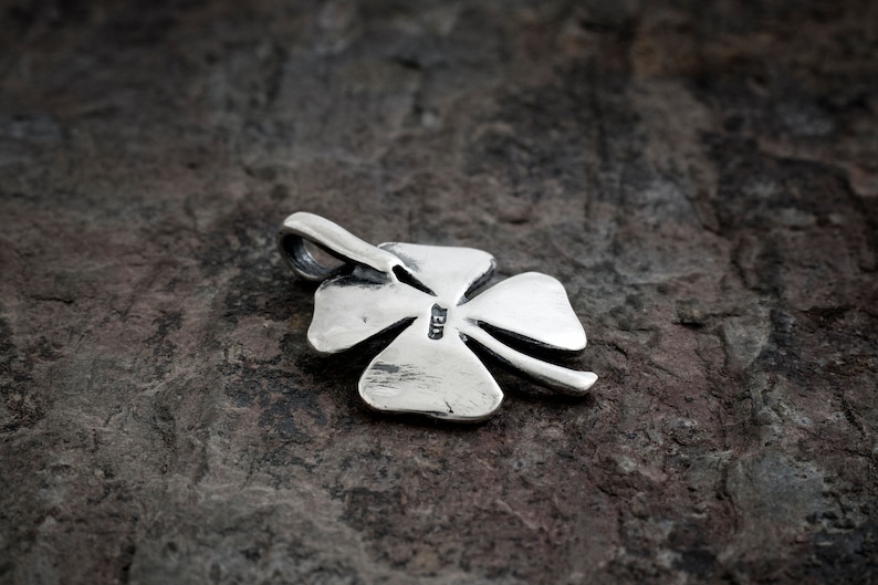 Sterling Silver Little Four Leaf Clover VERY SMALL Lucky Charm Pendant Only or Necklace image 3