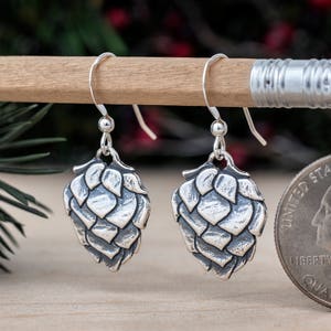 Sterling Silver Hop Flower Earrings Beer Lover Gift image 3