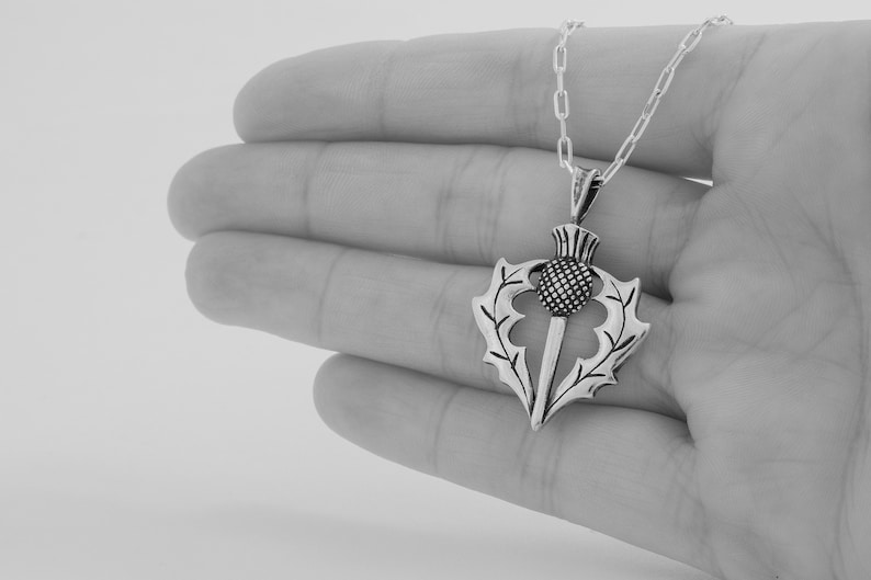 Sterling Silver Scottish Thistle Pendant Only or Necklace image 4