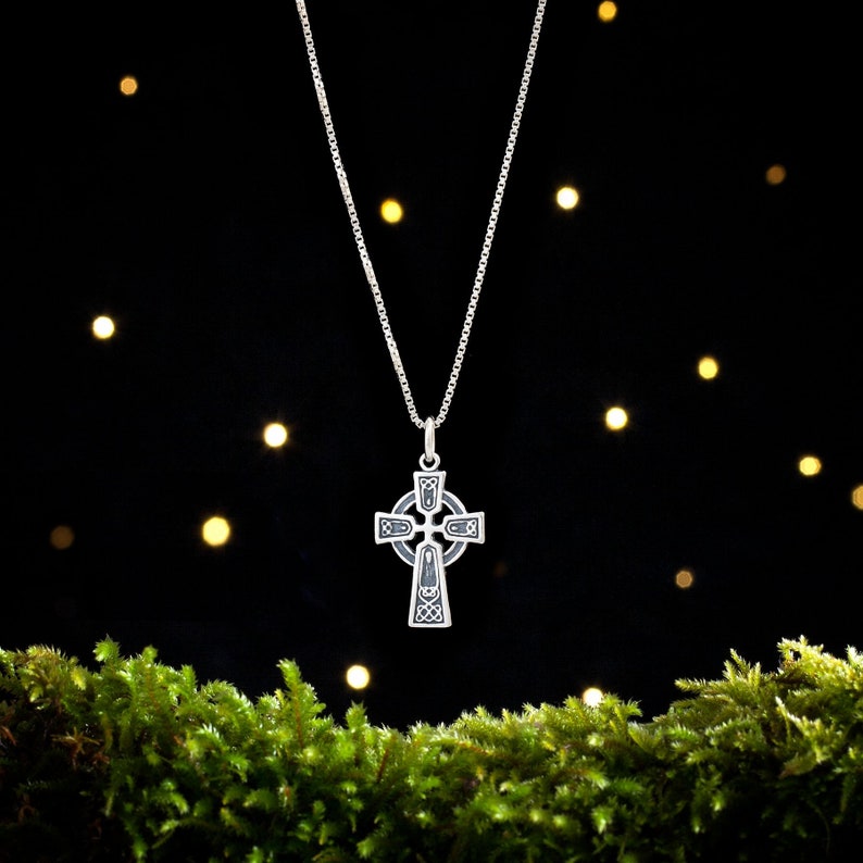 Sterling Silver Celtic Cross VERY SMALL Charm Only or Necklace image 1