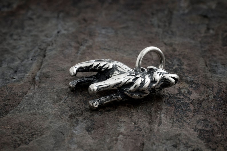 Sterling Silver Little Howling Wolf VERY SMALL, 3D Double Sided Charm Only or Necklace image 3