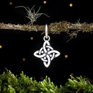 Sterling Silver Teeny Tiny Witch's Knot - Double Sided, VERY SMALL - (Charm Only or Necklace)