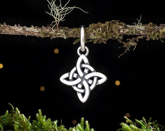 Sterling Silver Teeny Tiny Witch's Knot - Double Sided, VERY SMALL - (Charm Only or Necklace)