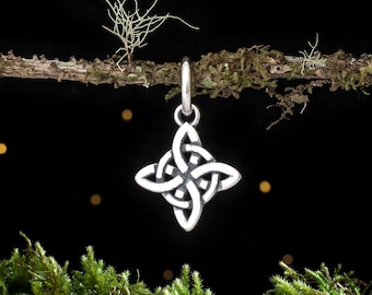 Sterling Silver Teeny Tiny Witch's Knot - Double Sided, VERY SMALL - (Charm Only or Necklace)