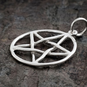 Sterling Silver Pentagram, Pentacle Small, Double Sided, Lightweight Pendant Only or Necklace image 2