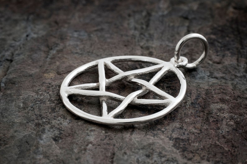 Sterling Silver Pentagram, Pentacle Small, Double Sided, Lightweight Pendant Only or Necklace image 2