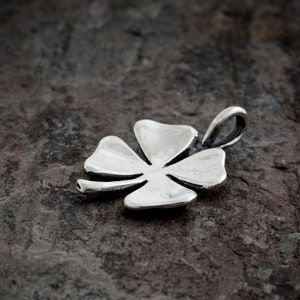Sterling Silver Little Four Leaf Clover VERY SMALL Lucky Charm Pendant Only or Necklace image 2