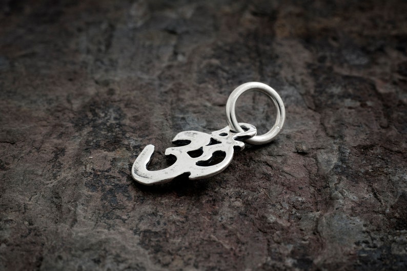 Sterling Silver Teeny Tiny Om VERY SMALL Charm Only or Necklace image 2