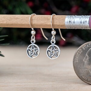 Sterling Silver Teeny Tiny Pentacle Earrings VERY SMALL image 3