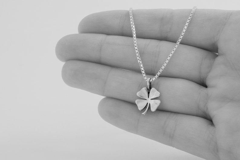 Sterling Silver Little Four Leaf Clover VERY SMALL Lucky Charm Pendant Only or Necklace image 4