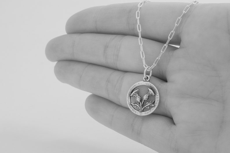Sterling Silver Scottish Thistle VERY SMALL, Double Sided Charm Only or Necklace image 4