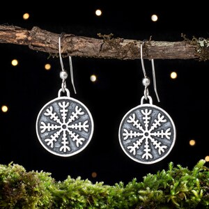 Sterling Silver Viking Helm of Awe Earrings - SMALL, Double Sided