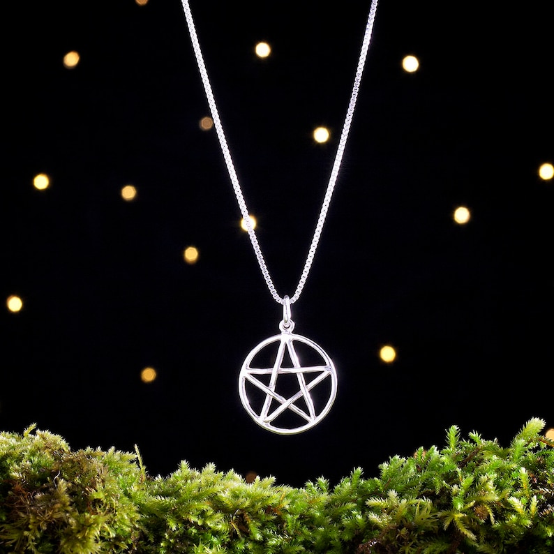 Sterling Silver Pentagram, Pentacle Small, Double Sided, Lightweight Pendant Only or Necklace image 1