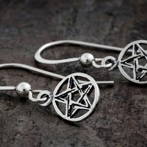 Sterling Silver Teeny Tiny Pentacle Earrings VERY SMALL image 2