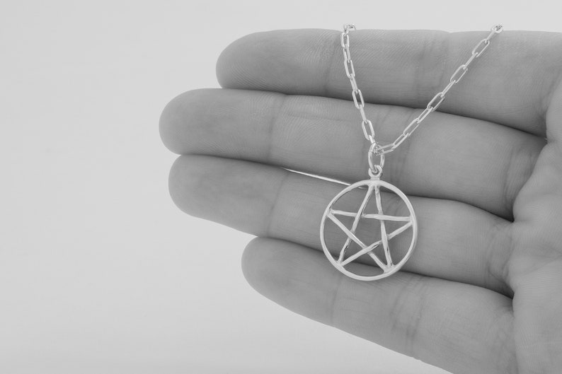Sterling Silver Pentagram, Pentacle Small, Double Sided, Lightweight Pendant Only or Necklace image 4