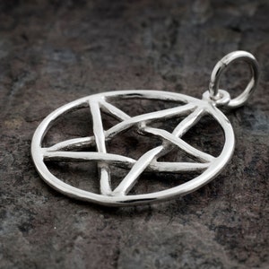 Sterling Silver Pentagram, Pentacle Small, Double Sided, Lightweight Pendant Only or Necklace image 3