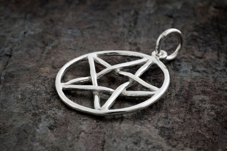 Sterling Silver Pentagram, Pentacle Small, Double Sided, Lightweight Pendant Only or Necklace image 3