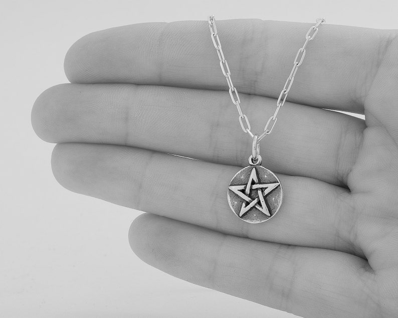 Sterling Silver Pentagram, Pentacle VERY SMALL, Solid Charm Only or Necklace image 5