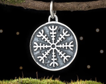Sterling Silver Viking Helm of Awe - SMALL, Double Sided - (Charm Only or Necklace)