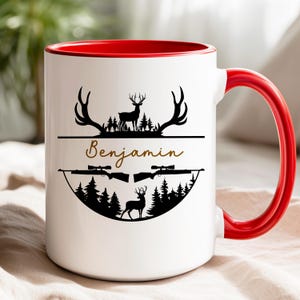 Hunting Season Gift Custom Name Mug Personalized Whitetail Buck Design Outdoor Enthusiast Present Ceramic Coffee Cup Wildlife Hunter Drinkware Men Outdoorsman Dad Nature Lover Essential Morning Beverage Camp Coffee Ritual Premium Quality