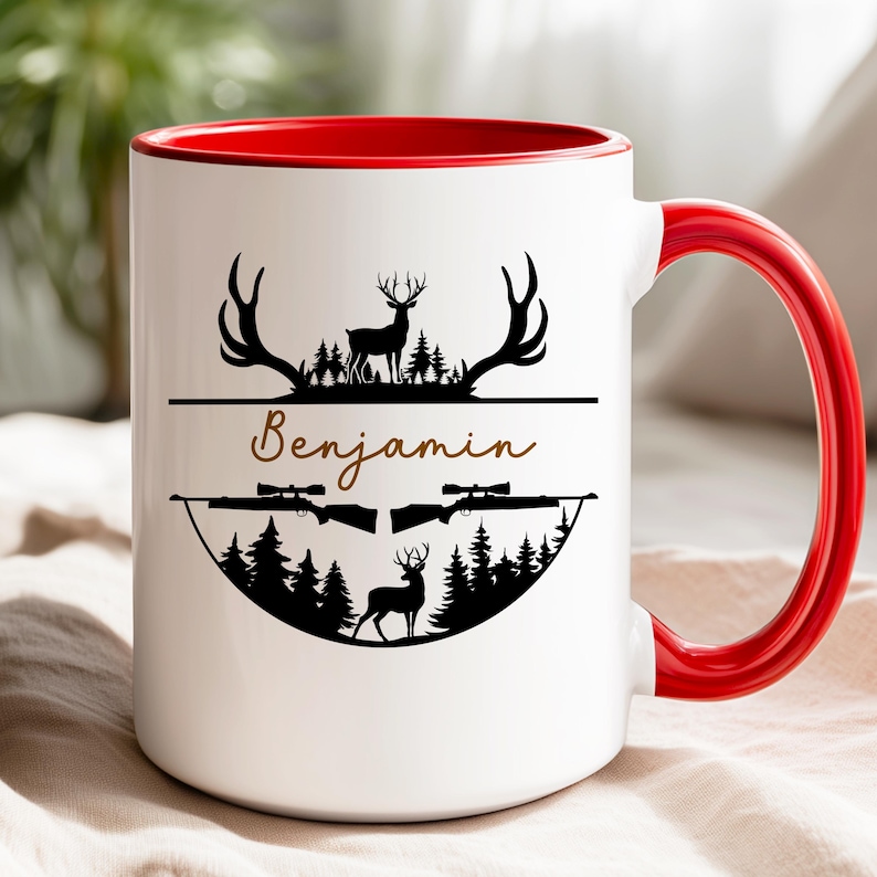 Hunting Season Gift Custom Name Mug Personalized Whitetail Buck Design Outdoor Enthusiast Present Ceramic Coffee Cup Wildlife Hunter Drinkware Men Outdoorsman Dad Nature Lover Essential Morning Beverage Camp Coffee Ritual Premium Quality