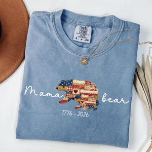 Mama Bear Patriotic Shirt USA Anniversary 1776 2026 Tee, Retro American Flag Bear Shirt, 4th of July Shirt, America Birthday Gift