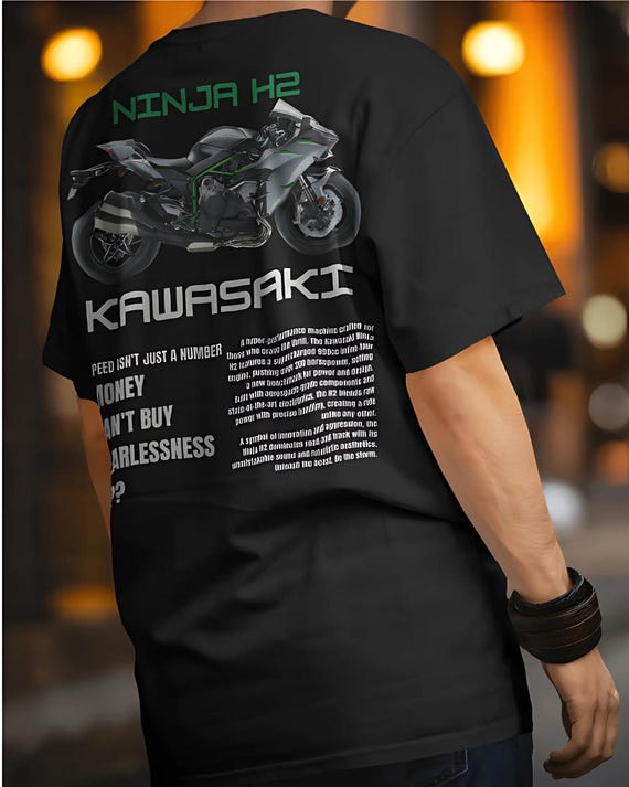 カワサキ ニンジャ H2 Tシャツ：ユニセックス ヘビーコットン バイカー