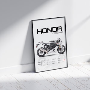 Vintage Honda CBR600RR Motorcycle Poster - Gift for Bikers