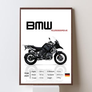 BMW Motorcycle Poster - Automotive Wall Art for Bike Lovers, Vintage Style Home Decor, Motorcycle Gift Idea, Garage or Man Cave Decoration