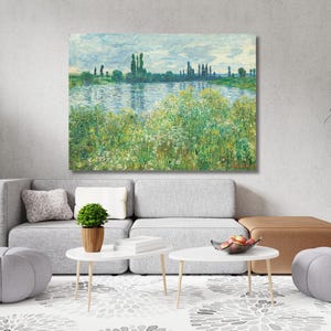 Claude Monet, oevers van de Seine, olieverfschilderij Vétheuil, Claude Monet kunst aan de muur, Claude Monet-kunstwerk, Claude Monet canvas posterafdrukken