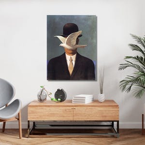 Rene Magritte Homem em um chapéu-coco Pinturas Impressão, Rene Magritte Arte de parede Pôster, Rene Magritte Obras de arte Exposição Tela Pôster Impressão Artes