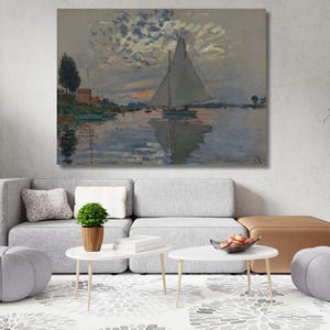 Zeilboot van Claude Monet in Le Petit-Gennevilliers Olieverfposters, Claude Monet-muurkunst, Claude Monet-kunstwerken, Claude Monet-tentoonstellingen