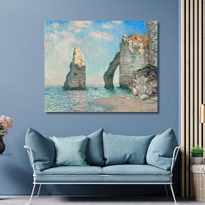 Claude Monet De kliffen bij Etretat 1885 olieverfschilderij kunst, Claude Monet-kunstwerk, Claude Monet-tentoonstellingsdoek, Claude Monet-muurkunst