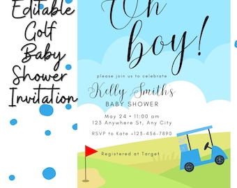 Golf Baby Shower Invitation: Editable Template (Digital Download)
