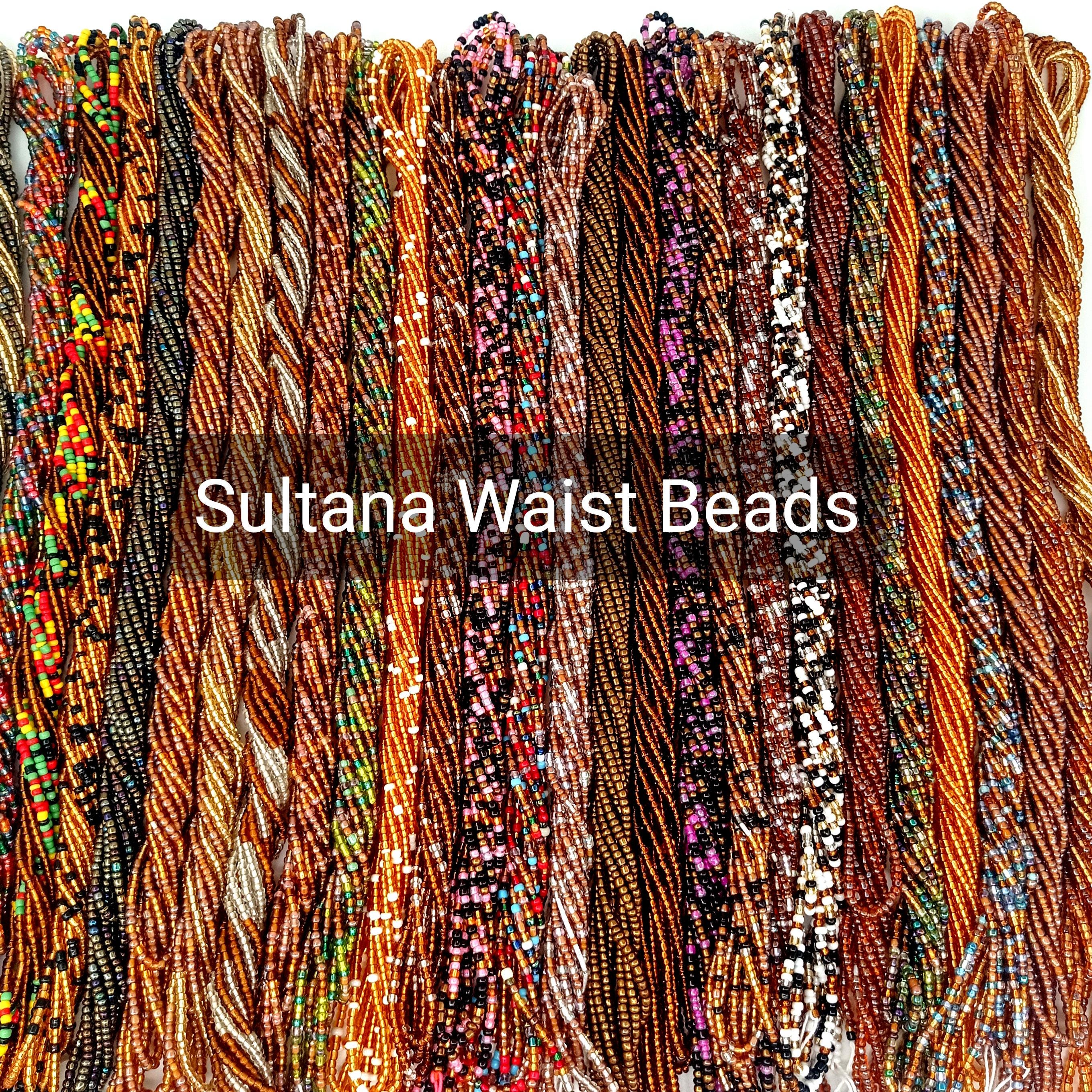 EARTH TONE 60 inches waist beads,waist beads tie on,black owned shop,belly beads, african wear,body beads, handmade item, weight loss