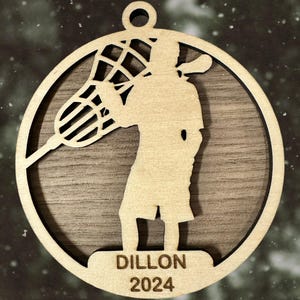 Personalizowane ozdoby sportowe, prezent dla drużyny lacrosse, spersonalizowana nazwa sportowa grawerowana laserowo, rok, prezent dla gracza lacrosse, prezent dla gracza lax
