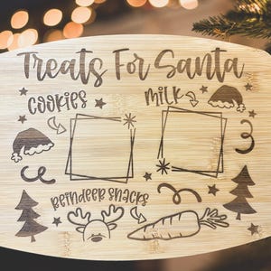 Santa’s Treats Serving Tray, Milk and cookies holiday board, bamboo cookies for Santa, wooden Christmas decor, cute Christmas kitchen