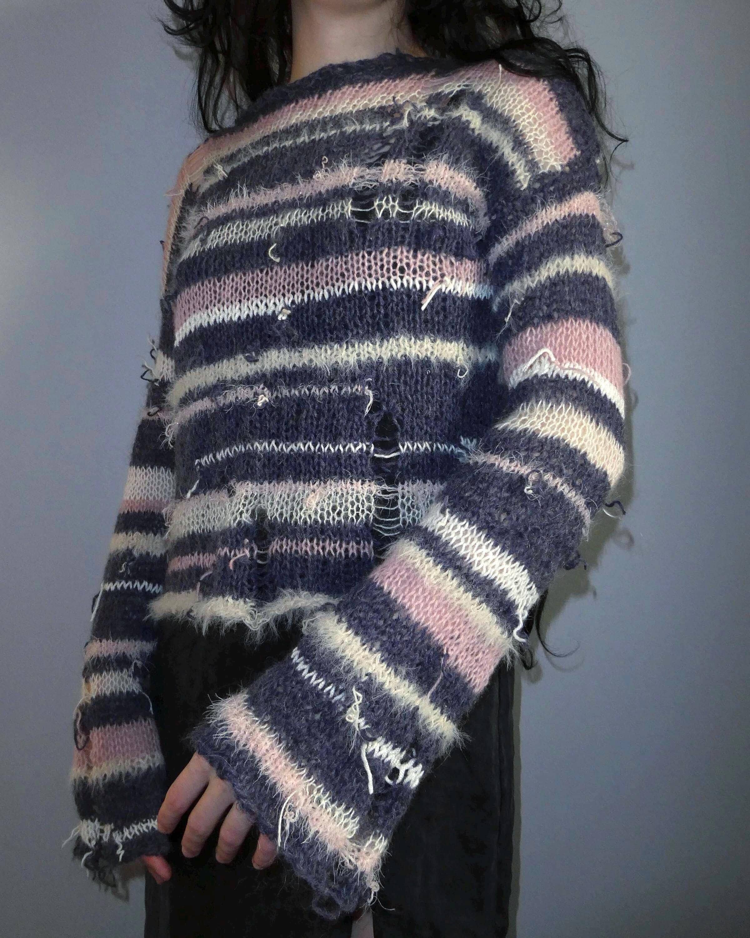 トップス 00s unknown striped knit border fur y2k 00s unknown striped knit border fur y2k