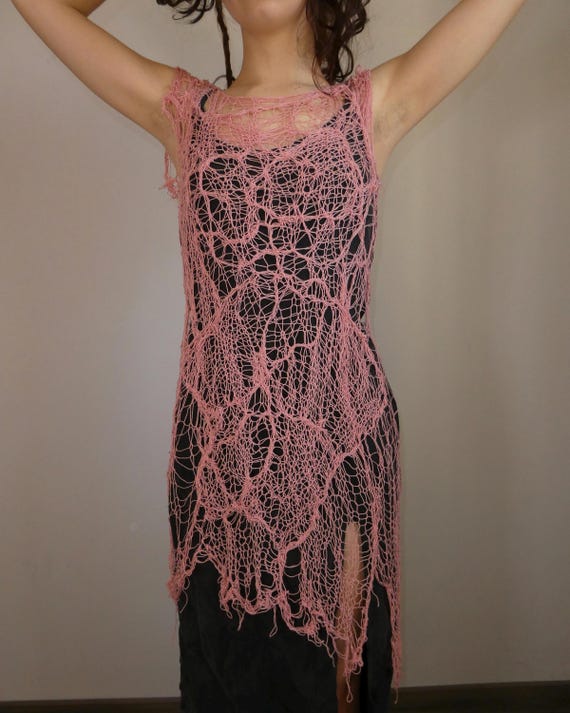 pink distressed dress Distressed Darling Pink Maxi Dress / Duster