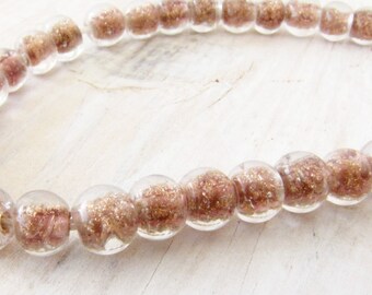Copper Flake Middle 5 mm Clear Round Glass Bead Necklace Bracelet Bead Jewelry Supply #146